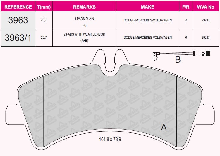 Arka Fren Balatası Sprınter Crafter Çift Teker+Balon Teker 06=>
