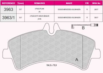 Arka Fren Balatası Sprınter Crafter Çift Teker+Balon Teker 06=>