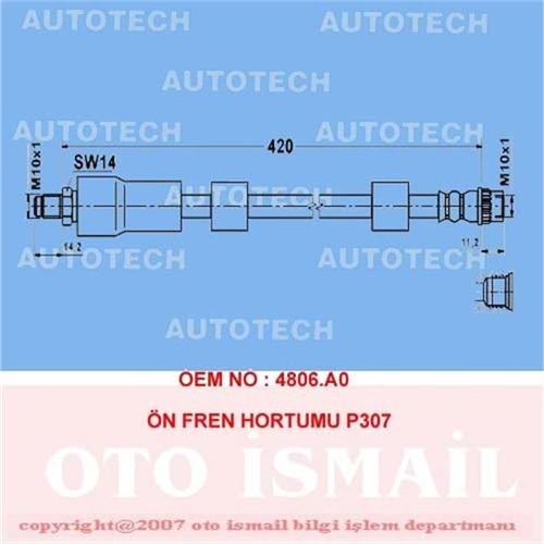 ÖN FREN HORTUMU P307