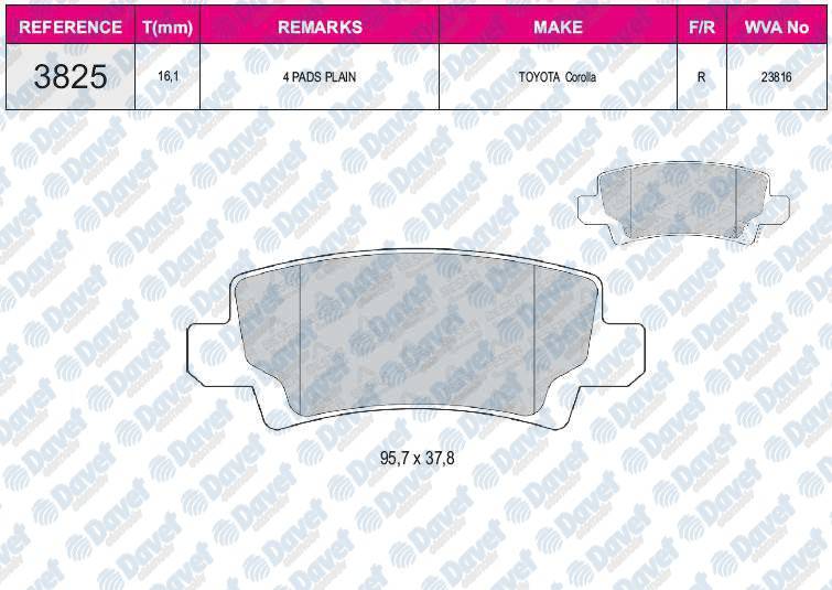 FREN BALATASI ARKA WVA 23816 TOYOTA COROLLA 1.4 VVTI 02->
