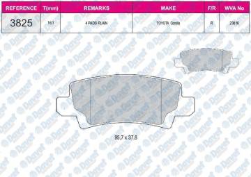 FREN BALATASI ARKA WVA 23816 TOYOTA COROLLA 1.4 VVTI 02->
