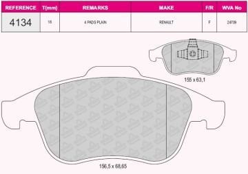 Ön Balata Lgn Iıı 2.0 2.0Dci 07=> Mgn 2.0Tcr 12=> Scenıc 1.2Tce 13=> Grand Scenıc 1.2Tce 13=>