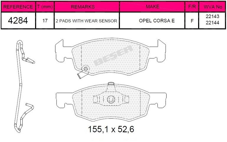 Ön Balata Opel Corsa 1.0-1.2-1.4-1.4T 14=>