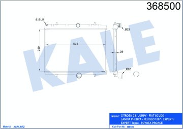 MOTOR RADYATORU EXPERT III JUMPY III SCUDO III 1,6HDI 2,0HDI P807 C8 2,0HDI 16V OLCU: (718×425×26)