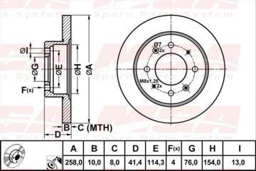 Fren Dısk Arka Duz 258-4 ( Kıa: Cerato 01 - 10 / Hyundaı: Elantra 01 - 07)