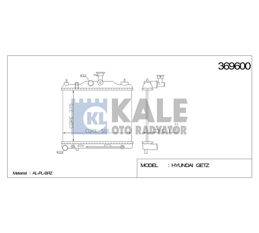 RADYATÖR SU GETZ 03-11 BENZİNLİ A-T BRAZING