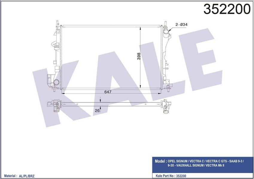 MOTOR SU RADYATORU BRAZING VECTRA C SIGNUM Z16XE Z18XE