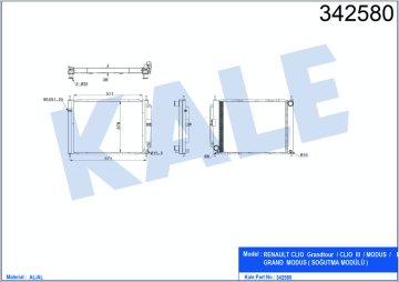 RADYATÖR+KONDENSER (TÜPLÜ) CLIO III-MODUS 1.5 DCI (MEK+AC) (510x382x18+16)