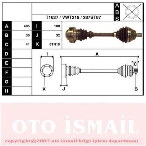 (X) Aks Ön Sol Golf V 2.0 Tdı 03>A3 03> Passat 05>Touran 05>
