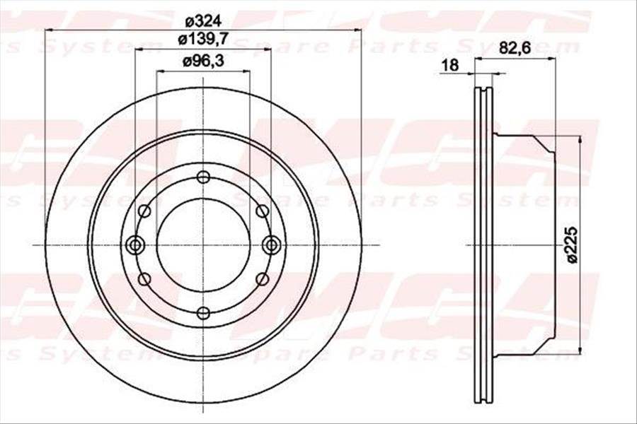 FREN DISK ARKA HAVA KANALLI 324-6 ( HYUNDAI: STAREX H1 08 - 12 )