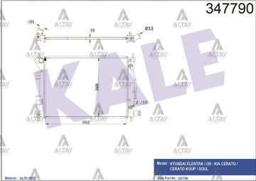 RADYATÖR SU ELANTRA 11-13 / I-30 12-16 / CERATO / SOUL 16mm A-T BRAZING