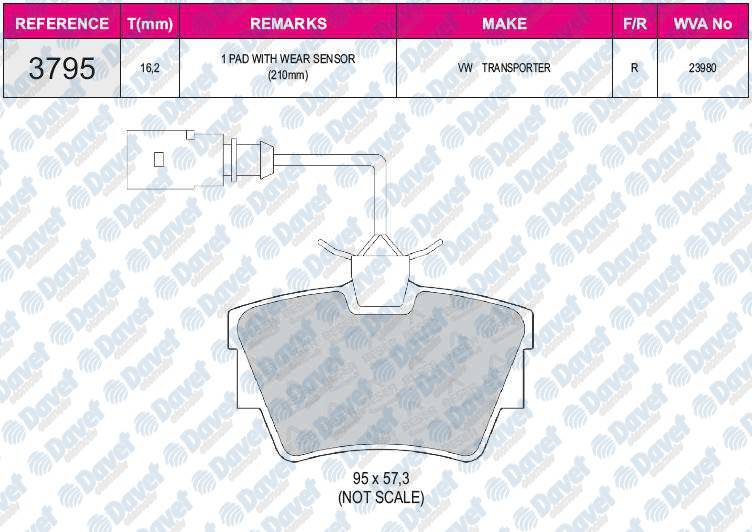 FREN BALATASI ARKA FISLI WVA 23980 VOLKSWAGEN TRANSPORTER T4 TRAFIC II OPEL VIVARO 1.9DCI 2.0 01=>