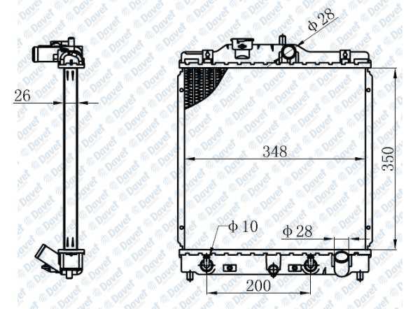 Motor Su Radyatoru Honda Cıvıc 1992 2000 Hr V 1992 2000 Otomatık Vıtes (350×349×26) Kalın Tıp