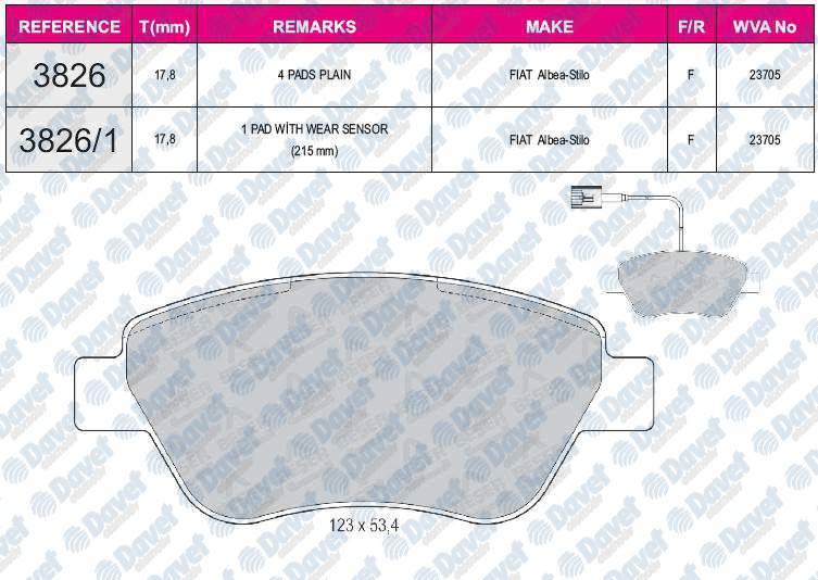 FREN BALATASI ON WVA 23705 FIAT ALBEA 1.3JTD STILO DOBLO 1.3JTD 06 -