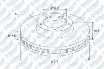 ON FREN DISK AYNASI FOCUS III 1,6ECO / 1,6TDCI FOCUS II 04 /> FOCUS II C MAX 03>07 C MAX 07 /> 1,6ECO / 1,6TDCI / 1,8 16V / 2,0TDCI OLCU: (278×25)