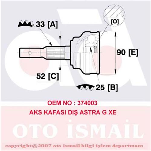 Aks Kafası Dış Vectra B 2.0I(95-02)-Astra G 1.6-1.8 16V-2.0 16V-2.2 16V-1.7Dtı(98-05) (15-1289)