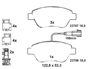 (X) Ön Balata Doblo 1.3-1.6-1.9 Jtd 02=> Fıorıno 1.3-1.4 Mtj 02/08=> Fıat 500 1.4 10.07=>
