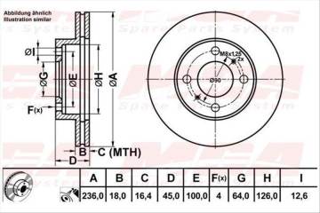 FREN DISK ON HAVA KANALLI 236-4 ( MITSUBISHI: CARISMA 95 - 99 / MITSUBISHI: COLT LANCER 92 - 96)