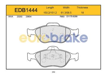 Ön Balata Fıesta 1.4Tdci Absli 00=> Fusıon 02=> Mazda 121 96=> Mazda 2 03> Gdb1419-Fdb1394-Lp1469