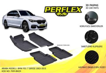 PERFLEX 3D X-MAT HAVUZLU PASPAS ÇEŞİTLERİ SİYAH BMW F01 7 SERİSİ 2003-2015 3D X-MAT 5 PCS