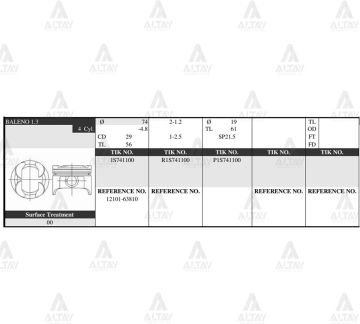PİSTON TAKIM CARRY 1.3L /  98-04 / G13B / 74.50mm / 0.50