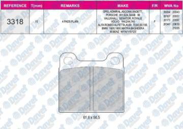 FREN BALATASI ARKA 17.20MM VWA20034 MB 280 350 380 450