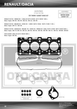 ÜST TAKIM CONTASI CLIO-KNG-MGN-LOGAN-SANDERO 1.5DCI (K9K 712-714-718-724-760)(TEFLON KEÇELİ+SUB.LAS)