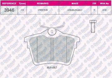 ARKA FREN BALATASI P407 04> C5 III 09> 1.6HDI 110 FAP 1.8 2.0 2.0 HDI 135 FAP 2.2 3.0
