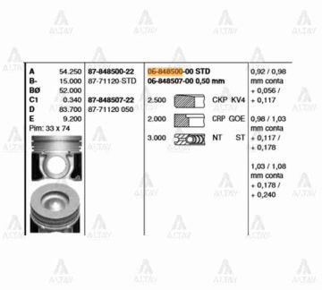 PİSTON SEGMANLI SORENTO 170HP / H-1 050