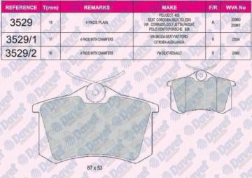 ARKA FREN BALATASI GOLF IV BORA AUDI A1 A3 A4 A6 A8 ALTEA CORDOBA IBIZA III IV V / MEGANE II III MEGANE IV HB FLUENCE / C3 P307 P1007 PARTNER II BERLINGO II C3 PICASSO C3 III DS3 P207 1.4I 1.6I 16V 2.0I 2.0HD P308 C4 P807 C8