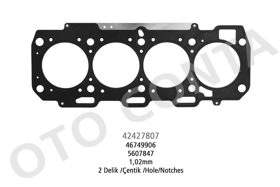 SILINDIR KAPAK CONTA 1.02MM 2 DELIK DOBLO PUNTO STRADA VECTRA 1.9JTD-CDTI Z19DT/DTL182.B9.000-188.A2.000