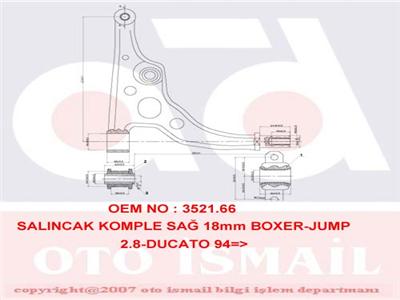 ALT SALINCAK ROTİLSİZ SAĞ JUMPER- DUCATO- BOXER 1800 kg. (94-02) (490/415/75mm)