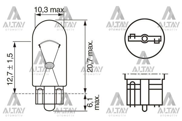 AMPÜL ECO 12V 5W W5W BÜYÜK DİPSİZ GÖSTERGE AMPÜLÜ T10