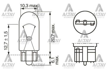 AMPÜL ECO 12V 5W W5W BÜYÜK DİPSİZ GÖSTERGE AMPÜLÜ T10