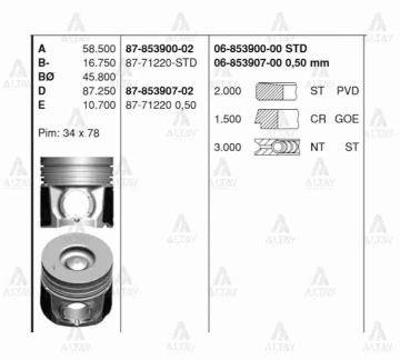 PİSTON SEGMANLI D-MAX 2.5 EURO-4 4JK1-TC 07-12 95.90mm 050
