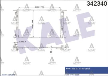 RADYATÖR SU BRAZING A4 / A5 / A6 / Q5 08=> CABA-CDHA-CJEB-CDNB-CFKA-CAGA-CSUA 1.8-2.0 TFSI- 2.0 TDI BRAZING