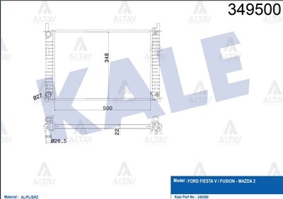 RADYATÖR SU FIESTA V 01-08 / FUSION 02-10 / 1.4 TDCI M-T BRAZING