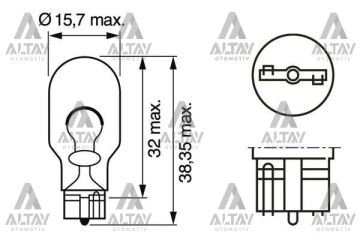 AMPÜL ECO 12V BÜYÜK DİPSİZ 16W / W16W SİNYAL VE FREN AMPÜLÜ DİPSİZ 67