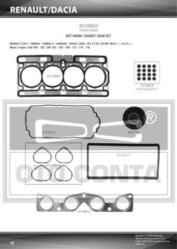 (X) Motor Takım Contası Clıo Iı 1.2 16V (D4D700-720-D4F702-704)(Keçesiz+Subap Lastikli)