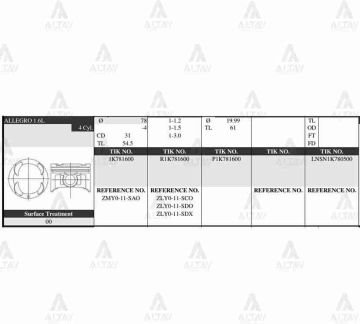 PİSTON TAKIM 323 1.5L /  99-03 / 78.50mm / ZL / 0.50