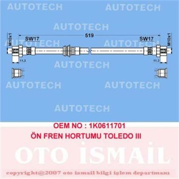 FREN HORTUMU ÖN 577mm GOLF VI 1.6TDI-1.4TSI-TOURAN 1.9TDİ-CADDY 1.6-1.9TDI-GOLF V 1.9TDI