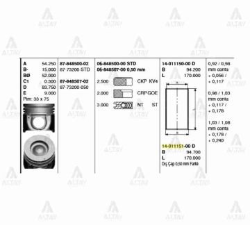 SEGMAN STAREX 02-08 / SORENTO 03-09 / D4CB 140HP STD