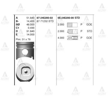 PİSTON SEGMANLI NKR-13 93mm STD