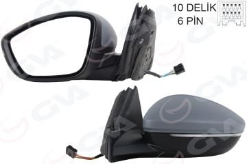 DIŞ DİKİZ AYNASI SOL ELEKTRİKLİ+ISITMALI+SİNYALLİ+ASTARLI+KONVEKS 208 (19-)CORSA F (19-) 10H6P