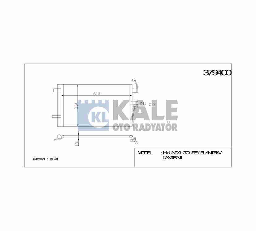 RADYATÖR KLİMA ELANTRA 01-07 590x363x18