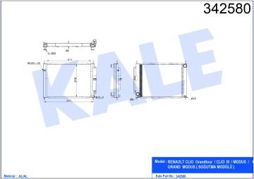 RADYATÖR SU+KLIMA CLIO III 05-12 / MODUS 04=> / 1.5 DCI M-T (KLIMA İLE BİRLİKTE) BRAZING