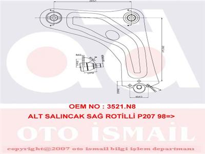 ALT SALINCAK SAĞ C3 PICASSO 1.4-1.6-1.6 HDI 02/09=> Güçlendirilmiş şasiye sahip araçlar için