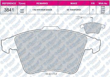 FREN BALATASI ON FISLI WVA 23748 VOLKSWAGEN TRANSPORTER T5 16 JANT 2003=>