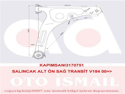 ALT SALINCAK SAĞ FORD TRANSIT V184-V347 (01-12) (4042022-4540774-6C113A052EA)