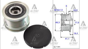 KASNAK ŞARJ DİNAMO 207 / 208 / 308 / MINI  02=> 1.6 16V BNZ. 16,6 mm